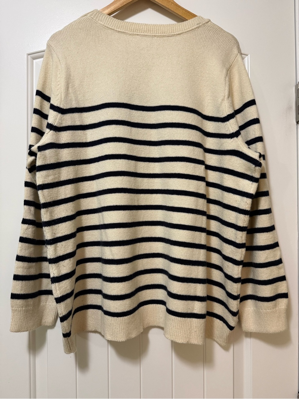J.Jill Striped Cream and Navy Button-Shoulder Women's Sweater 2X - Picture 5 of 7